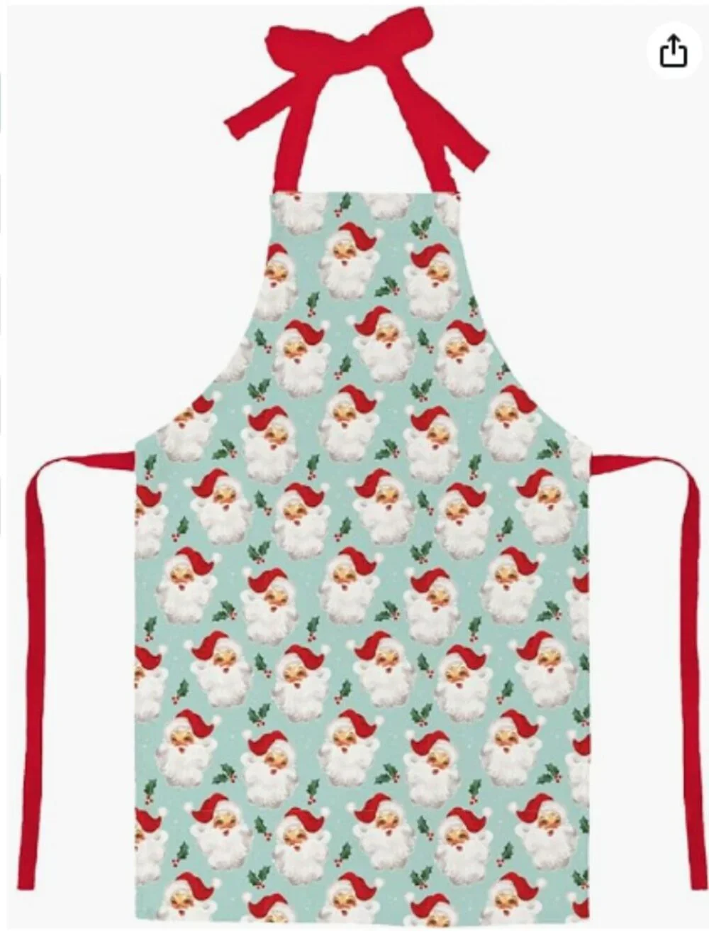 Mary SquareFestive Holiday Christmas Santa Claus Kitchen Apron Light Blue Cotton